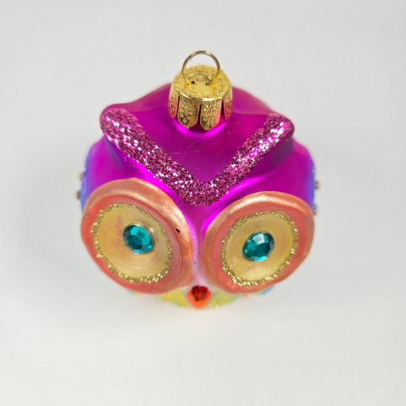 Beautiful Pier 1 one Imports Glass Owl Ornament‎ Christmas Bejeweled Glitter - Picture 2 of 8